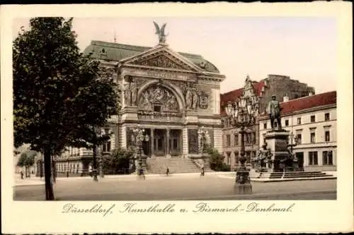 Ak Düsseldorf am Rhein, Kunsthalle, Bismarck-Denkmal