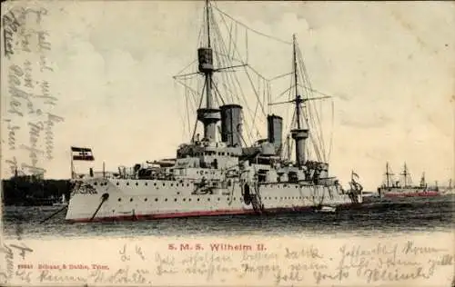Ak Deutsches Kriegsschiff, SMS Wilhelm II, Kaiserliche Marine