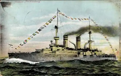 Ak Deutsches Kriegsschiff, SMS Mecklenburg, Linienschiff, Kaiserliche Marine