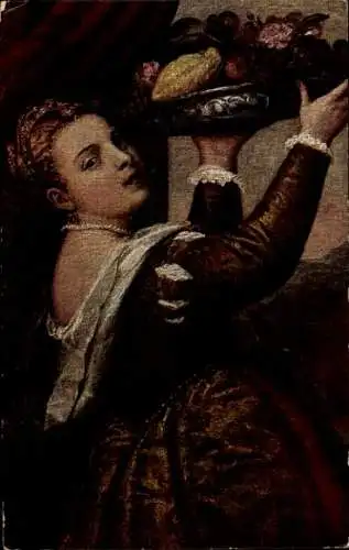 Künstler Ak Tizian, Lavinia, Frau mit Obstplatte