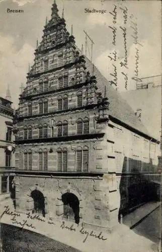 Ak Hansestadt Bremen, Stadtwage, Giebelhaus
