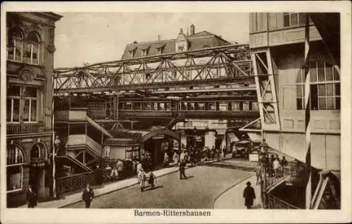 Ak Rittershausen Barmen Oberbarmen Wuppertal, Schwebebahn