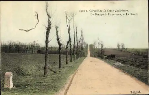 Ak Dieppe Seine-Maritime, Route a Envermeu