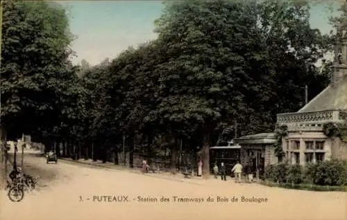 Ak Puteaux Hauts de Seine, Straßenbahnhaltestelle Bois de Boulogne