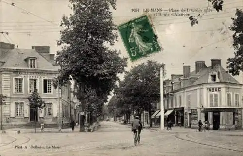 Ak Le Mans Sarthe, Place de la Croix d'Or, Route d'Alencon, Hotel de la Croix d'Or