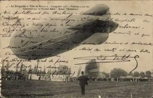 Ak Nancy Meurthe et Moselle, Dirigeable Ville de Nancy