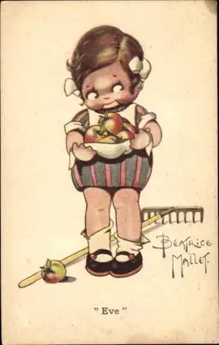 Künstler Ak Mallet, Beatrice, Eve, Mädchen mit Äpfeln
