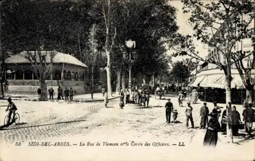 Ak Sidi Bel Abbès Algerien, Rue de Tlemcen und der Kreis der Beamten