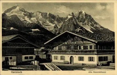 Ak Garmisch Partenkirchen in Oberbayern, Alte Bauernhäuser