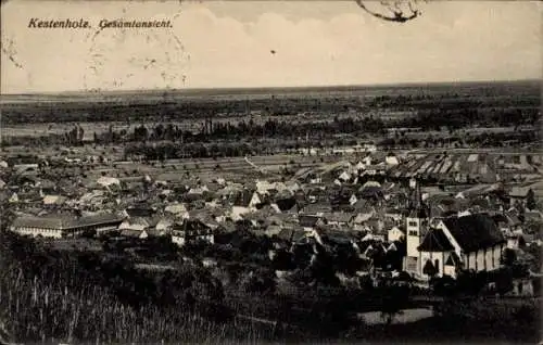 Ak Châtenois Kestenholz Elsaß Bas Rhin, Gesamtansicht, Kirche