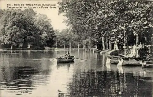 Ak Paris XII Bois de Vincennes, Embarcadere du lac de la Porte Jaune