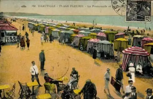 Ak Deauville La Plage Fleurie Calvados, Promenade