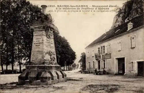 Ak Baume les Dames Doubs, Monument eleve a la memoire de Jouffroy d'Abbans