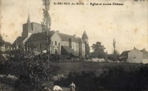 Ak St. Sernin du Bois  Saône-et-Loire, Kirche, altes Schloss