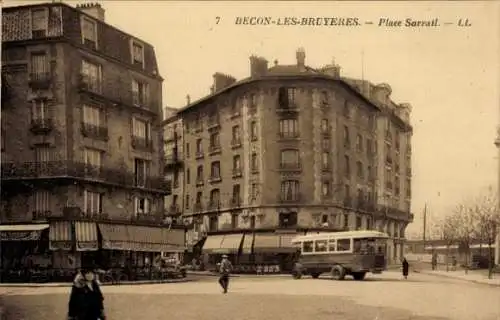 Ak Bécon les Bruyères Hauts de Seine, Place Sarratl