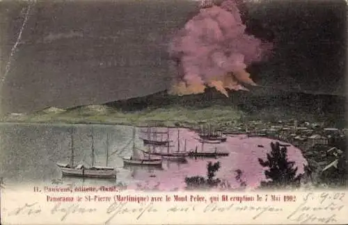 Ak Saint Pierre Martinique, Mont Pelée, Vulkanausbruch 1902