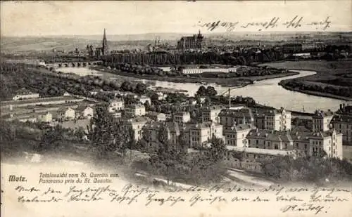 Ak Longeville lès Metz Langenheim Mosel, Panorama aufgenommen von Saint Quentin