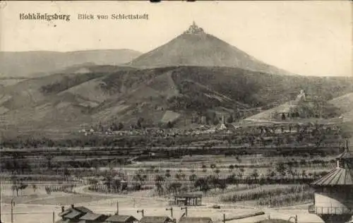 Ak Elsass Bas Rhin, Hohkönigsburg, Blick von Schlettstadt