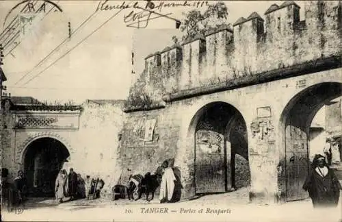 Ak Tanger, Marokko, Tore und Stadtmauern