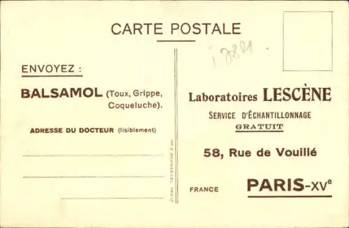 Künstler Ak Duché, Paris XV, Reklame, Laboratoires Lescene, Balsamol