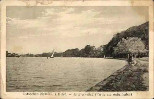 Ak Ostseebad Pelzerhaken Neustadt in Holstein, Jungfernstieg, Außenhafen