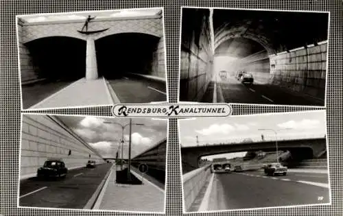 Ak Rendsburg in Schleswig Holstein, Kanaltunnel, Brücke, Auto