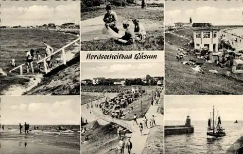 Ak Nordseebad Büsum, Badegäste, Strand, Segelboot