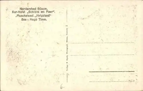 Ak Nordseebad Büsum, Kur-Hotel Schloss am Meer, Muschelsaal Helgoland,