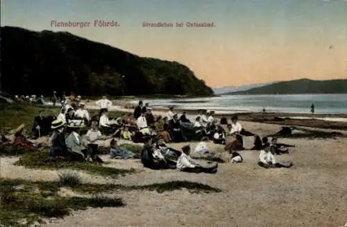 Ak Flensburg in Schleswig Holstein, Flensburger Föhrde, Strand, Ostseebad
