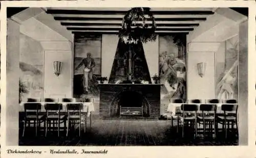 Ak Dieksanderkoog Friedrichskoog in Dithmarschen, Neulandhalle, Innenansicht