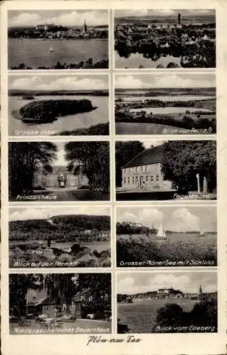 Ak Plön am See Holstein, Gasthof Stadt Preetz, Große Insel, Prinzenhaus, Parnaß, Fegetasche