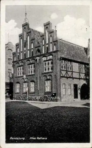 Ak Rendsburg, Blick auf das alte Rathaus, Pflasterplatz