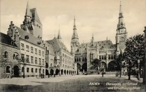 Ak Aachen, Chorusplatz mit Rathaus und Verwaltungsgebäude