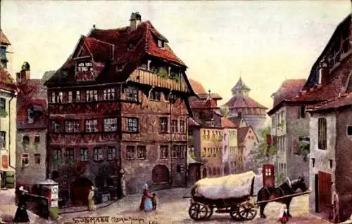 Künstler Ak Sollmann, Nürnberg Mittelfranken, Albrecht Dürer Haus, Kutsche