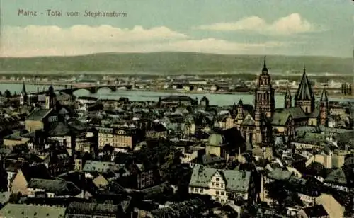 Ak Mainz am Rhein, Panorama vom Stephansturm gesehen