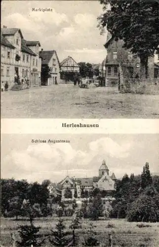 Ak Herleshausen an der Werra, Marktplatz, Schloss Augustenau