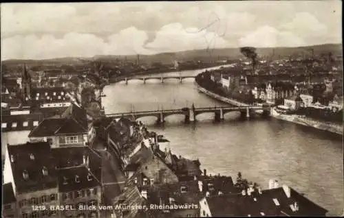 Ak Basel Bâle Stadt Schweiz, Blick vom Münster