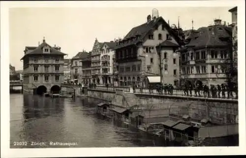 Ak Zürich Stadt Schweiz, Rathausquai