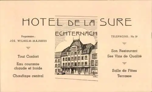 Ak Echternach Luxemburg, Hotel de la Sure