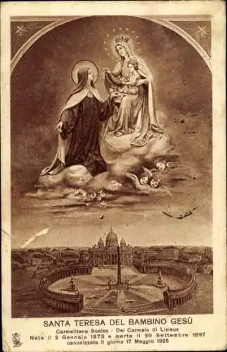 Ak Roma Rom Lazio, Santa Teresa del Bambino Gesu, Del Carmelo Lisieux