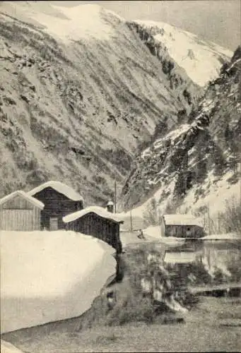 Ak Sundal Norwegen, Wintermotiv vom Dorf