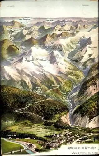 Landkarten Ak Brig Brig Glis Kanton Wallis, Simplontunnel, Simplontunnel