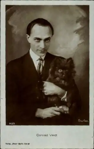 Ak Schauspieler Conrad Veidt, Portrait, Hund