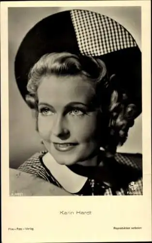 Ak Schauspielerin Karin Hardt, Portrait mit Hut