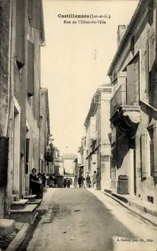 Ak Castillonnès Lot et Garonne, Rue de l’Hotel de Ville