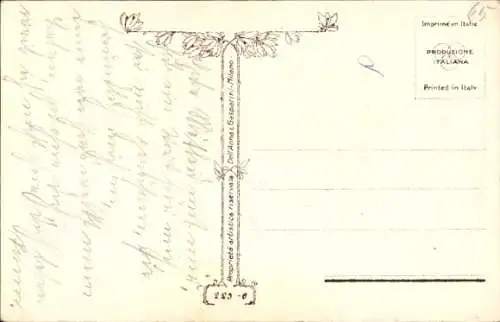 Künstler Ak Corbella, T., Liebespaar, Verehrer, Blumen, Frau in rotem Kleid