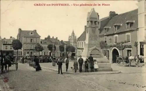 Ak Crécy in Ponthieu Somme, Gesamtansicht des Ortes