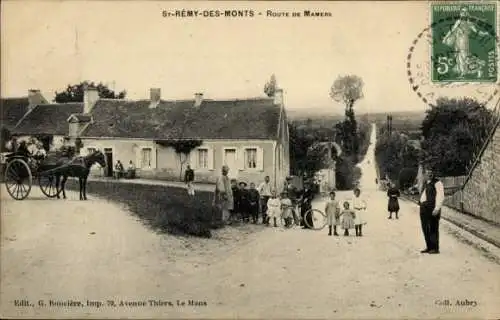 Ak Saint Rémy des Monts Sarthe, Route de Mamers