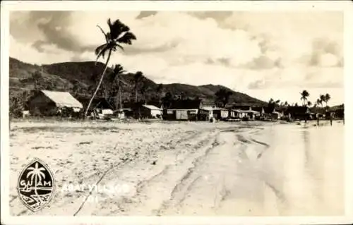 Ak Hågat Insel Guam USA, Strand, Häuser, Palmen