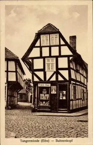 Ak Tangermünde an der Elbe, Buhnenkopf, Geschäft